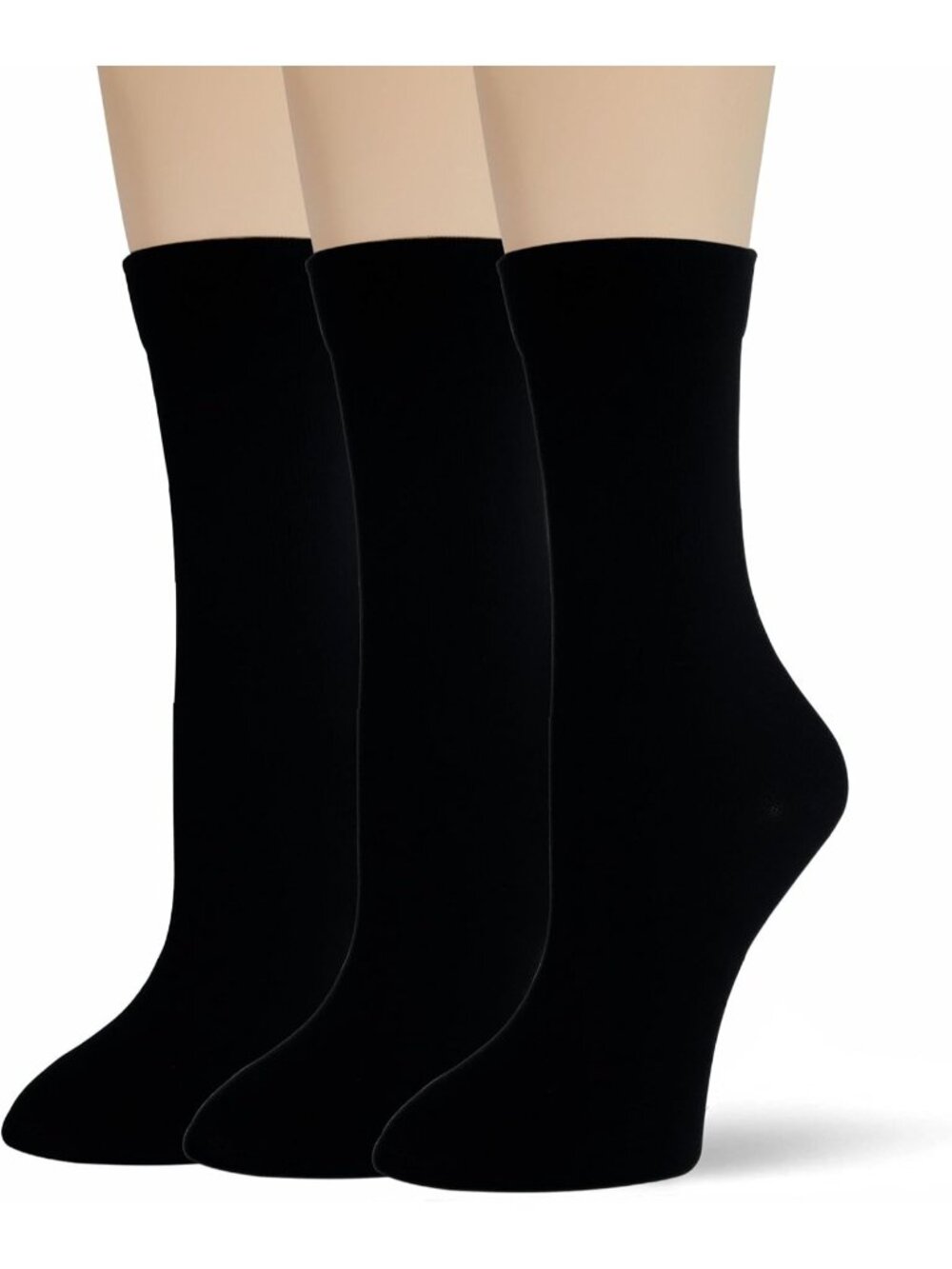 🧦Women's Dark Black 3 Pairs Thin Ladies Soft Cotton High Calf Crew Socks